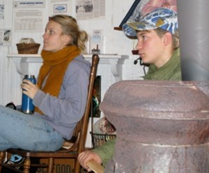 They gathered around the old pot-bellied stove in Ocracoke to learn how to save the oyster. Photo: Pat Garber