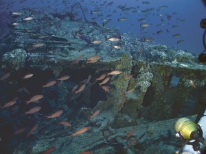 NOAA image of the USS Monitor on the seabed.