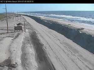 NC12 looking north from Mirlo Beach to the S Curves. The road looks clear and in good condition. Photo, NCDOT.