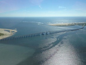 Bonner Bridge spanning Oregon Inlet. If NC budget passes as written, provisions would effect the fate of both.