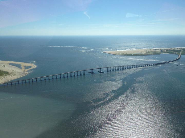 Bonner Bridge spanning Oregon Inlet. If NC budget passes as written, provisions would effect the fate of both.