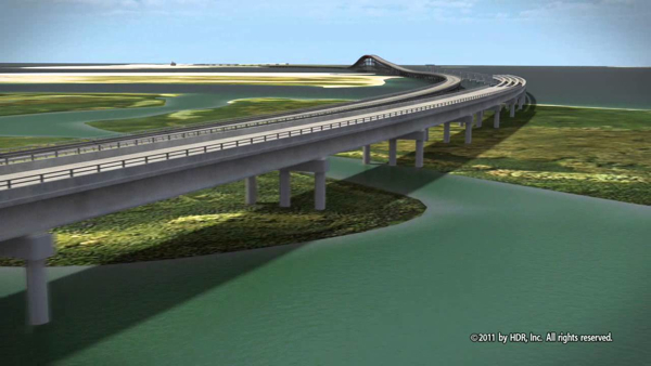 Replacement span as seen in NCDOT concept video. Created by HDR Engineering Inc., the design firm working with PCL Civil Constructors Inc. on the bridge replacement project.