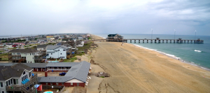 Nags Head nourished beach looking north toward Jennette's Pier. Photo, Coastal Science & Engineering.