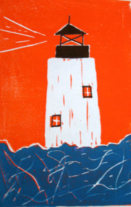 Lighthouse print by Ocracoke student Josie Winstead.