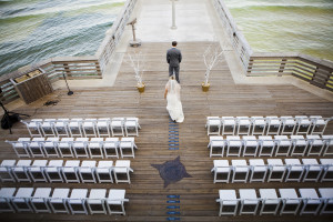 wedding couple on pier