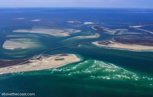 aerial shot of oregon inlet