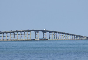 Bonner Bridge from the south point of Oregon Inlet.