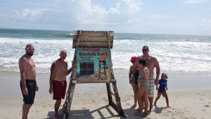 Rehoboth Beach, DE lifeguard stand on Salvo beach. Photo, Oregon Inlet Idiots.