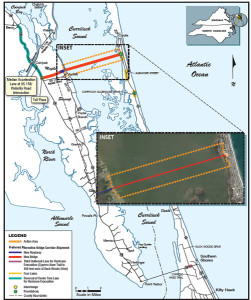 Proposed route of the Mid Currituck Bridge. 