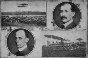 The Wright Brothers and their flying machine. From Us Army Archives. Probably taken at Virginia Beach.