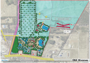 Site plan for water park in Harbinger as presented by Aquatic Design Group.