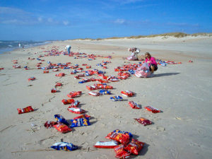 Doritos on the Hatteras Beach following a nor'easter in 2006.