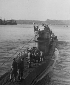 U576 leaving it's base in France in 1942. Photo, NOAA.