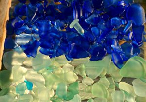 blue and green beach glass