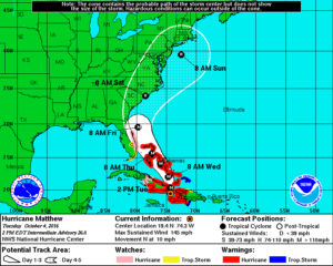 National Hurricane Center Prediction at 11 a.m. 10/4.