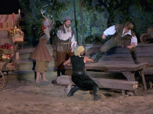 Captain Amadas and John Borden fighting in England before departing for the Roanoke Colony.