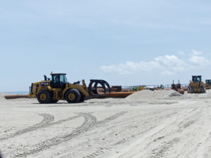 Beach Nourishment construction on the town of Duck's beach.