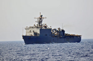 The USS Whidbey Island, named for a US Navy base in Puget Sound. Photo, NavSource Online