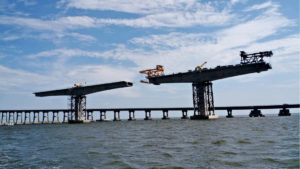 The new Bonner Bridge is taking shape. Photo NCDOT.