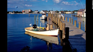 Fishing boat at dock on Silver Lake, Ocracoke.
