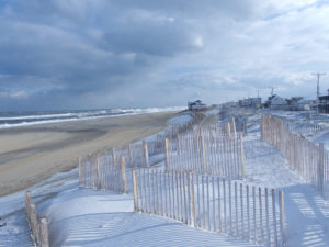 Looking south along the Kitty Hawk beach at low tide.