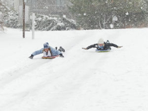 Sledding on Windgrass.