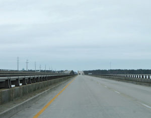 The eastbound lanes of the Wright Memorial Bridge. Photo,Bridgehunter.com