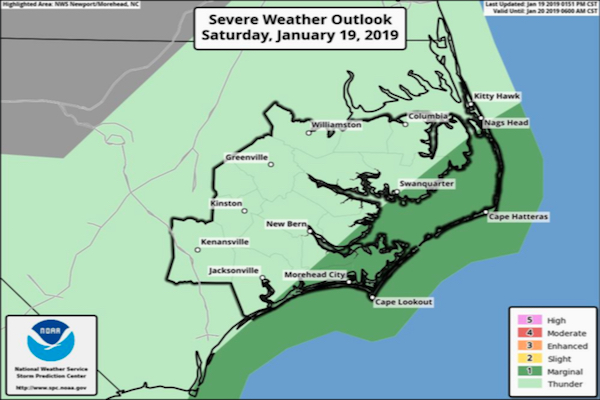 Severe weather is possible Sunday into Monday for the Outer Banks. (NWS graphic)