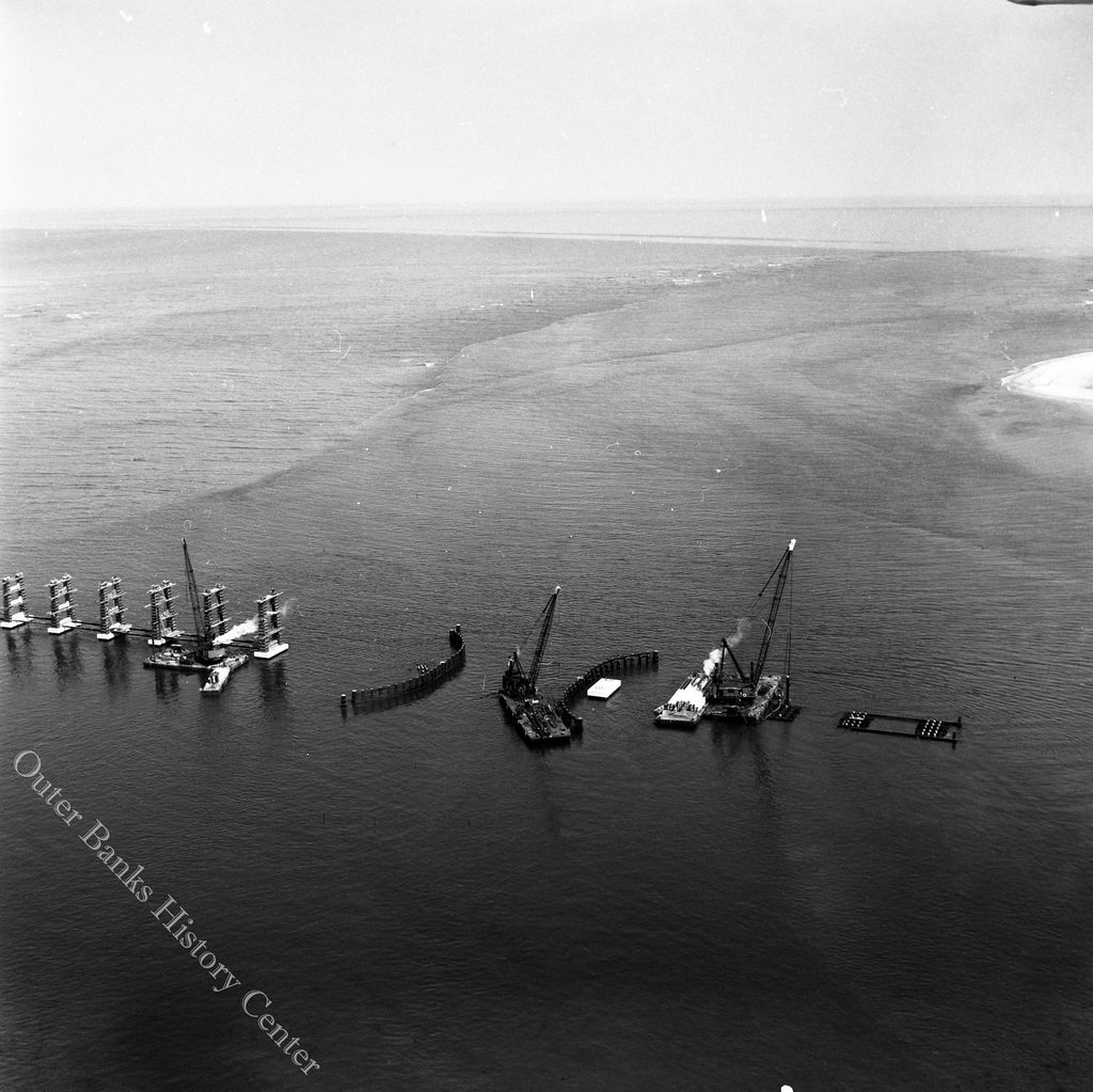The bonner Bridge under construction in 1963. Photo, Outer Banks History Center.
