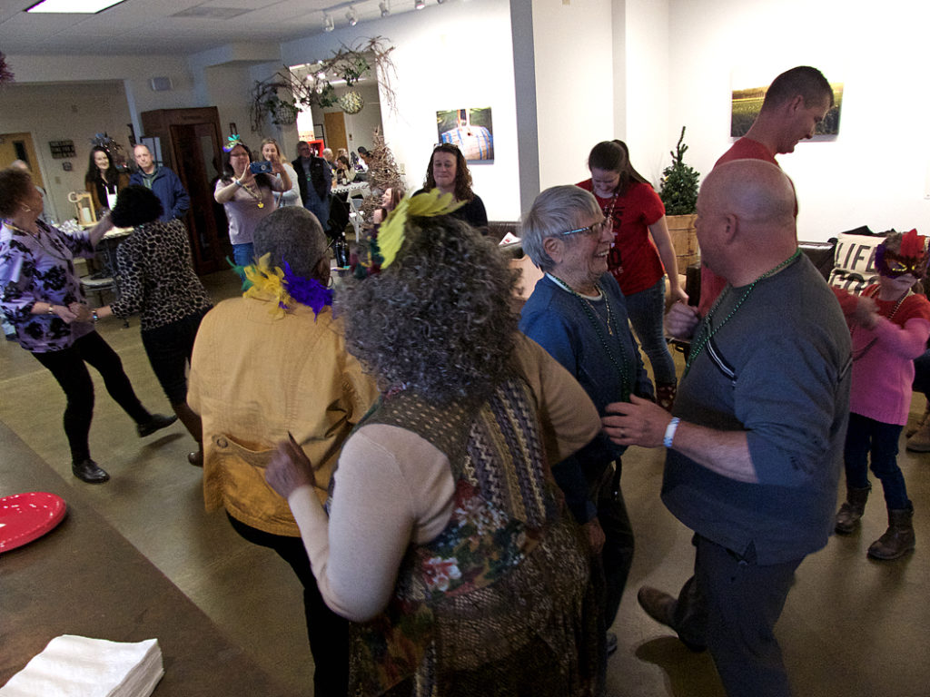 Dancing to the tunes of Just Playing Dixieland at Sanctuary Vineyard's Cajun Occasion.