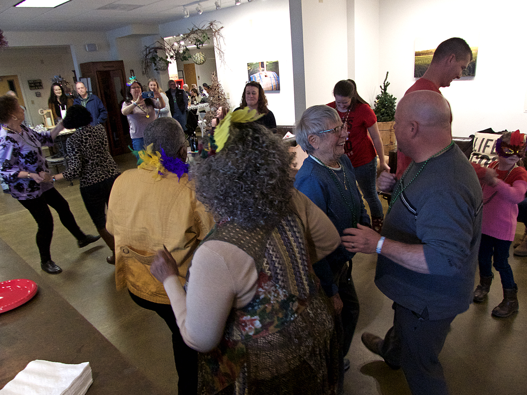 Dancing to the tunes of Just Playing Dixieland at Sanctuary Vineyard's Cajun Occasion.
