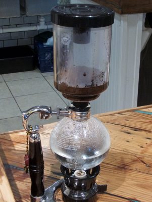 Siphon coffee, almost looking like a science experiment. (Kip Tabb)