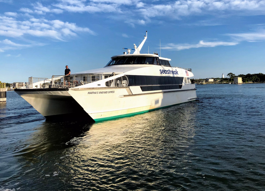 The Martha's Vineyard high speed passenger ferry makes its appearance on Ocracoke Island.