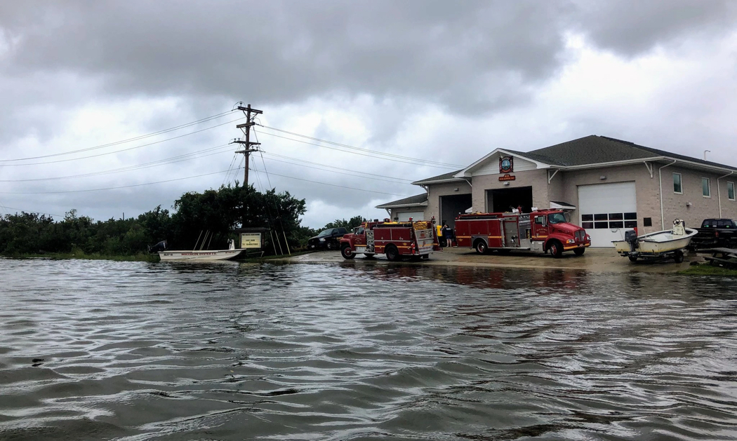 The Ocracoke Village Fire Department, one of the few Island building above storm surge, was used as a command center after Hurricane Dorian struck.Connie Leinbach/Ocracoke Observer