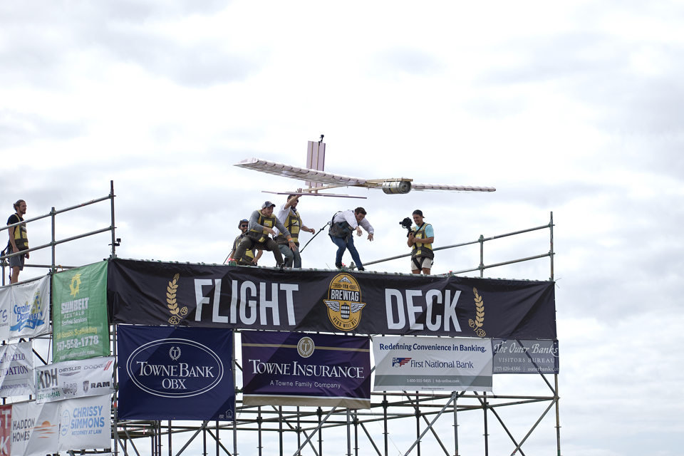 The winning flight is launched at the 2019 BrewTag proving beer can fly.