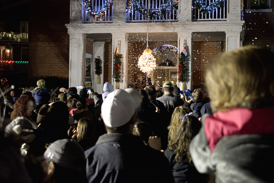 The Ball Drops and the confetti flies as kids get to celebrate the new year at 8:00 in Manteo.