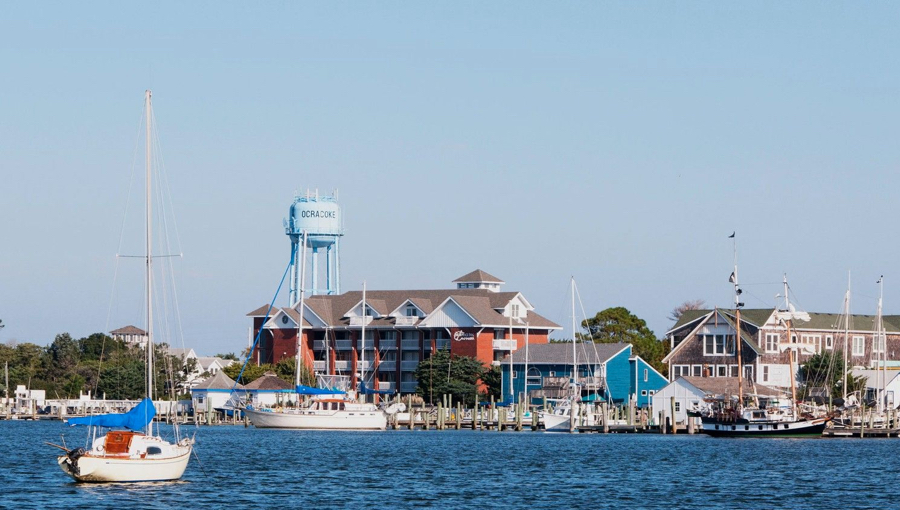 Ocracoke Village from Silver Lake. Photo, BBC, Peter Ptschelinzew/Alamy