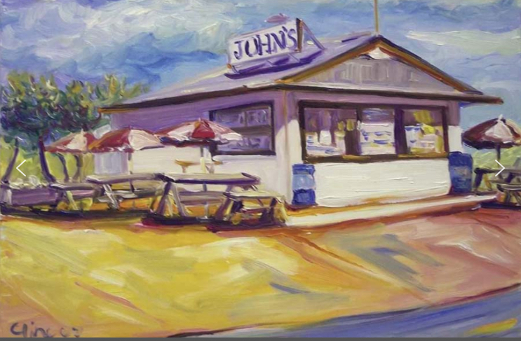 Outer Banks artist Marcia Cline's iconic rendering of John's Drive in.